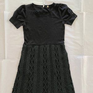 Isli New York Nave Blue Metallic Thread Fit & Flare Sweater Dress size M